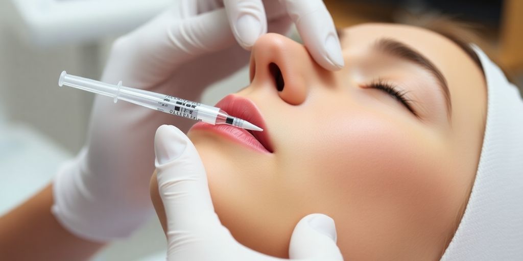 Patient receiving Juvederm Volux XC injection in a clinic.