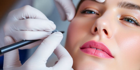 Patient receiving lip filler treatment with Restylane Kysse.